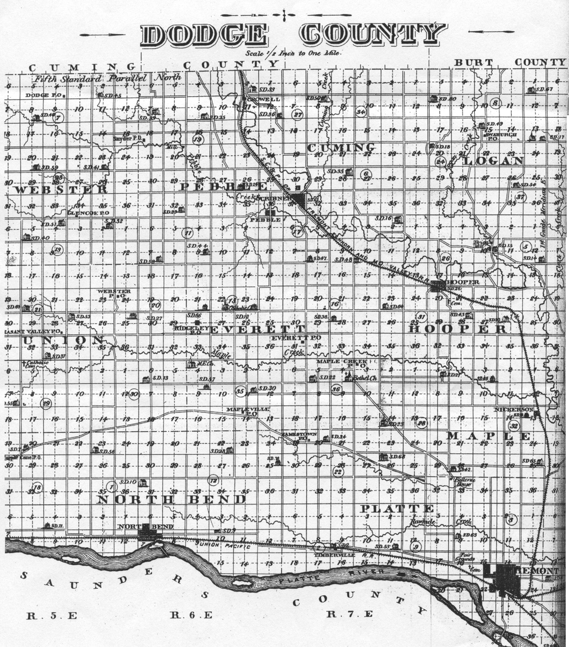 Dodge County 1885 map