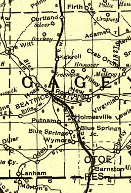 Negenweb: Railway Map Of Gage County