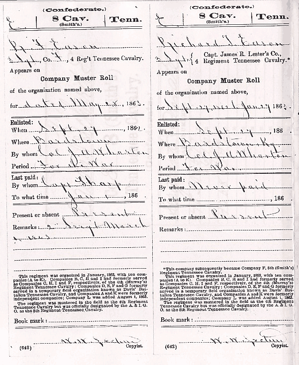 Richard F. Eason Military Records