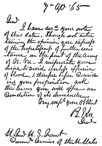 LEE'S LETTER TO GRANT